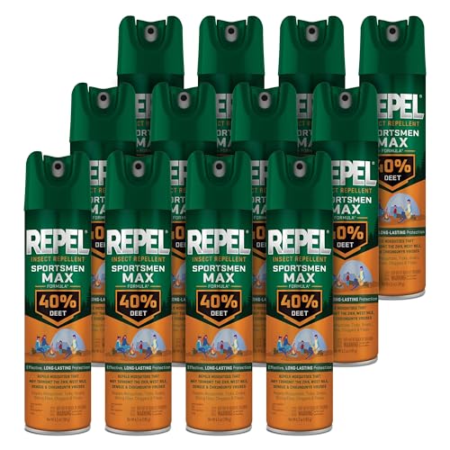 Repel Insect Repellent Sportsmen Max Formula 40 DEET 65 Ounces LongLasting Aerosol Insect Repellent Spray Repels Mosquitoes Ticks Gnats Biting Flies Chiggers And Fleas 12 Pack - Image 1